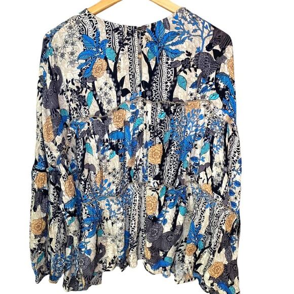 NWT Anthro Raga Top Sz Small Safari Sunrise Ruffle Oversize Tiered Jungle Animal - Picture 3 of 8